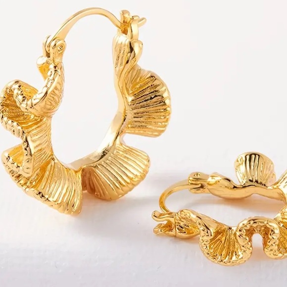 Anthropologie Jewelry - NWOT Cara 14K Gold Plated Hoop Earrings